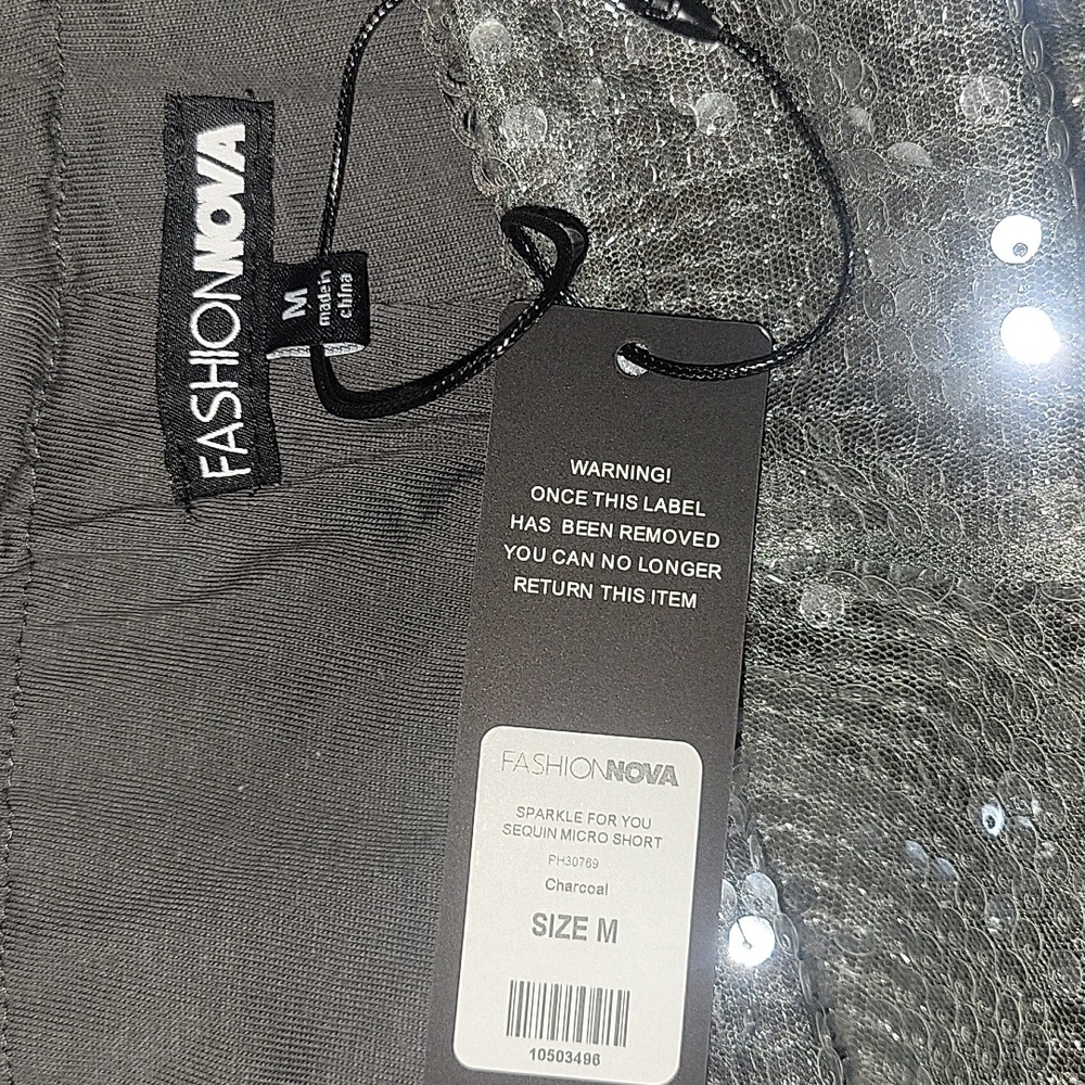 Fashion Nova Silver Sequin Micro Shorts - Picture 3 of 6